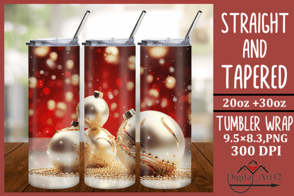 3D Christmas Ornaments: Festive Illustrations for Tumblers