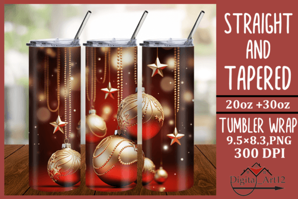 3D Christmas Ornaments: Festive Illustrations for Tumblers