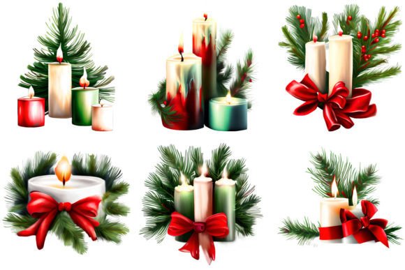 Beautiful Christmas Candles: Festive Illustrations for Sellers
