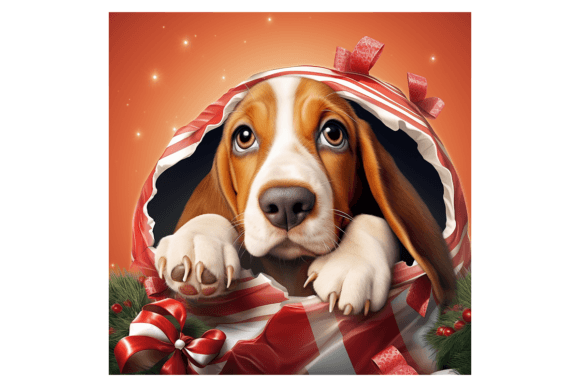 Christmas Basset Hound Broken Wall 1: Festive Illustrations