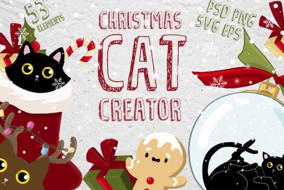 Christmas Cat Creator Vector: Fresh Illustrations
