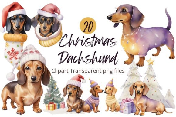 Christmas Dachshund Watercolor Clipart & Illustrations Review