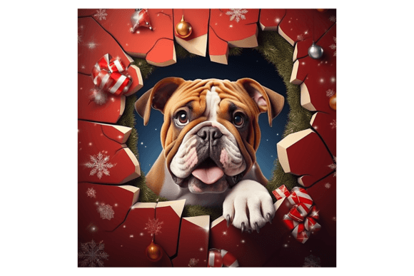 Christmas English Bulldog Broken Wall 1: Festive Illustrations