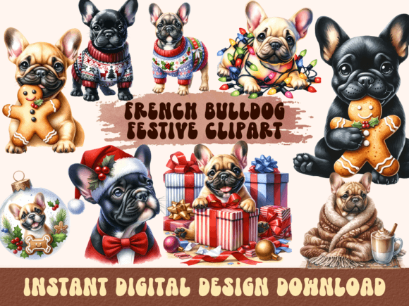 Christmas French Bulldog Clipart & Illustrations Review