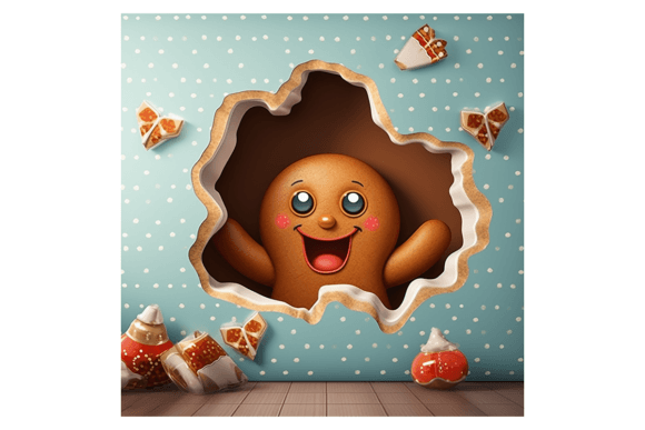 Christmas Gingerbrad Broken Wall: Festive Illustrations