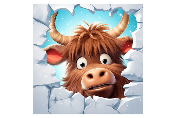 Christmas Highland Cow Broken Wall 2 Illustrations Review