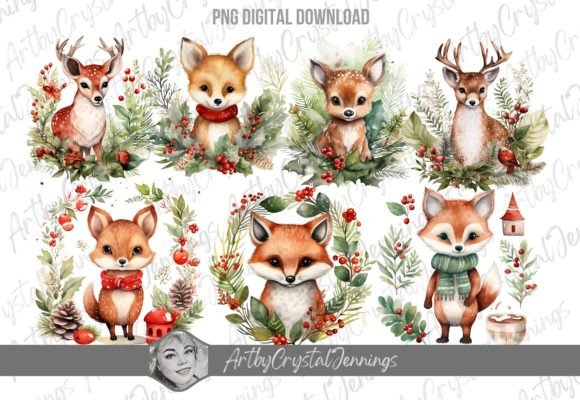 Christmas Holiday Woodland Animals PNG: Illustrations Review