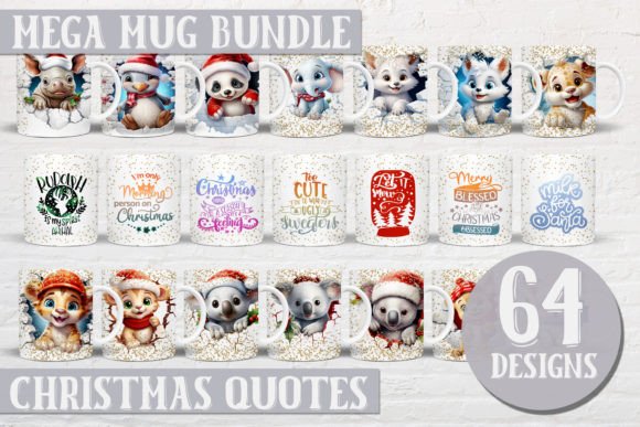 Christmas Mug Sublimation Bundle: Festive Illustrations