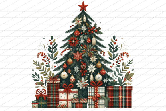 Christmas Plaid Trees PNG: Festive Illustrations