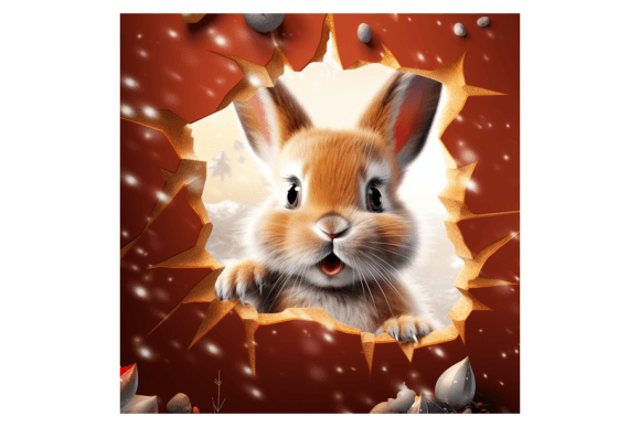 Christmas Rabbit Broken Wall 3: Premium Illustrations