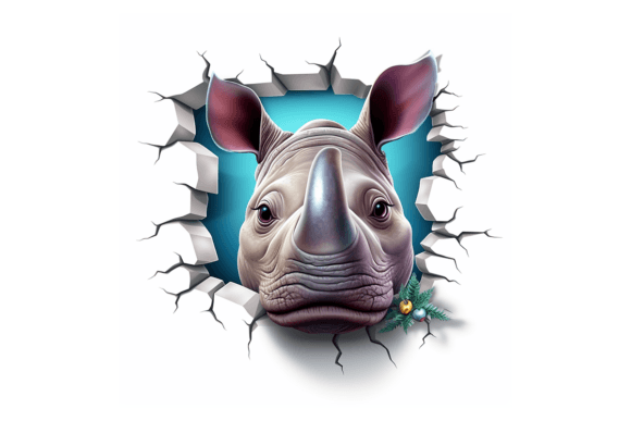 Christmas Rhino Broken Wall: Festive Illustrations