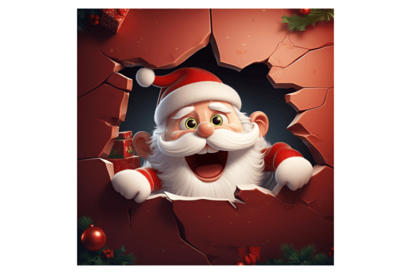 Christmas Santa Claus Broken Wall 1: Festive Illustrations