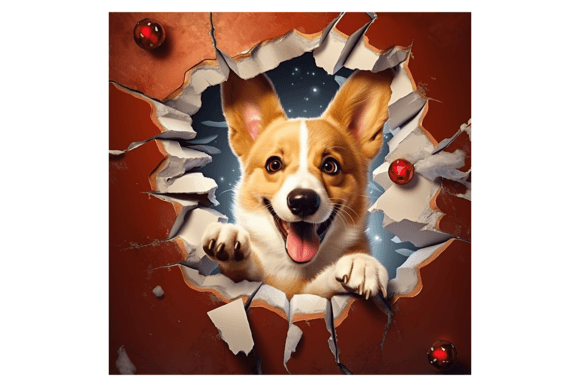 Christmas Welsh Corgi Broken Wall 1: Festive Illustrations