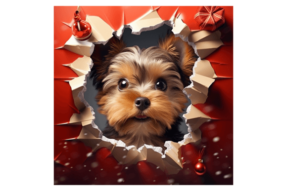 Christmas Yorkshire Terrier Broken Wall 2: Festive Illustrations