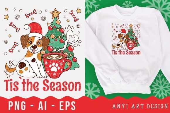 Dog Christmas Tree Sublimation: Festive Illustrations