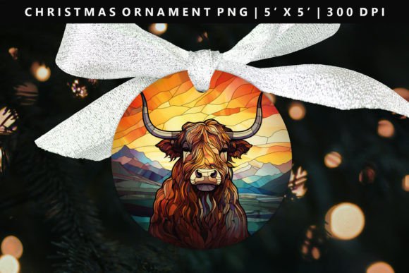 Highland Cow Ornament: Festive Illustrations
