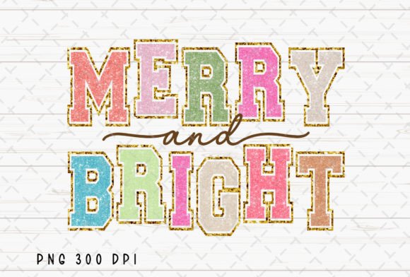 Merry and Bright Glitter Christmas PNG: Festive Illustrations