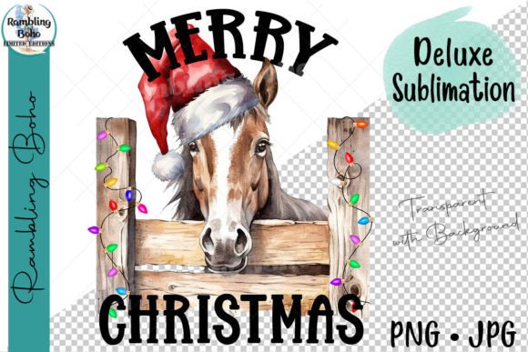 Merry Christmas Horse with Hat Lights: Festive Illustrations
