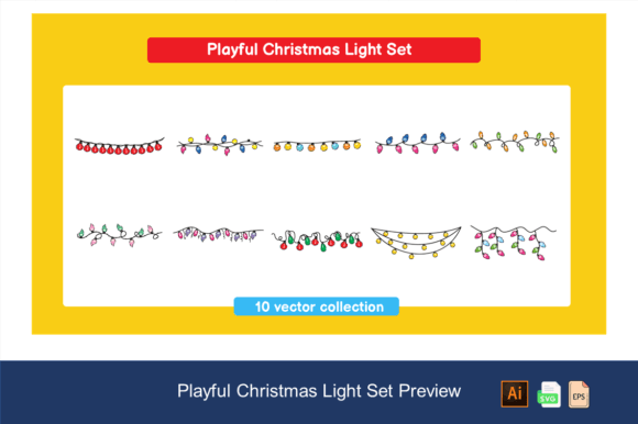 Playful Christmas Light Set: Festive Illustrations
