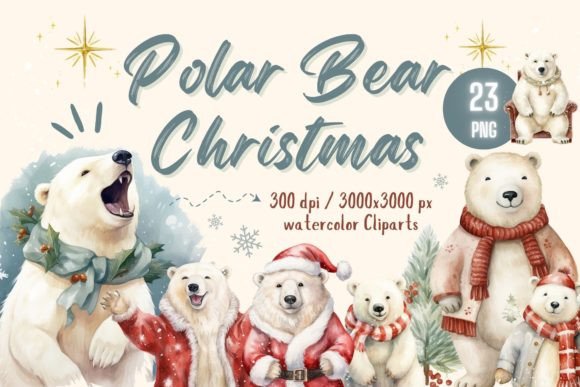 Polar Bear in Christmas Time: Festive Illustrations