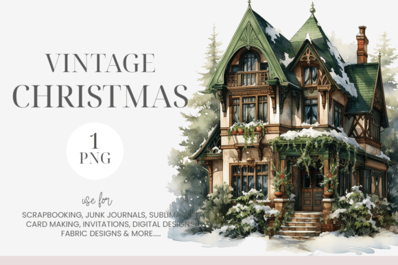 Vintage Christmas House Clipart & Illustrations Review