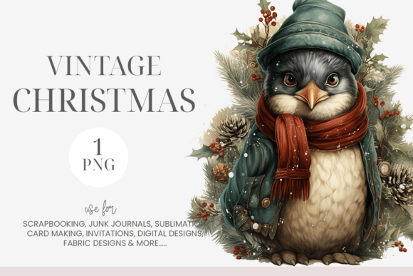 Vintage Watercolor Penguin: Perfect Holiday Illustrations